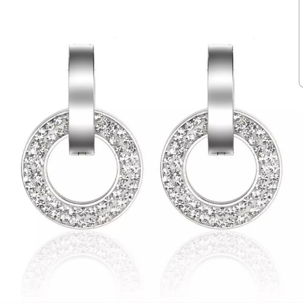 Silver double hoop earrings hp 11x🔥🔥🔥